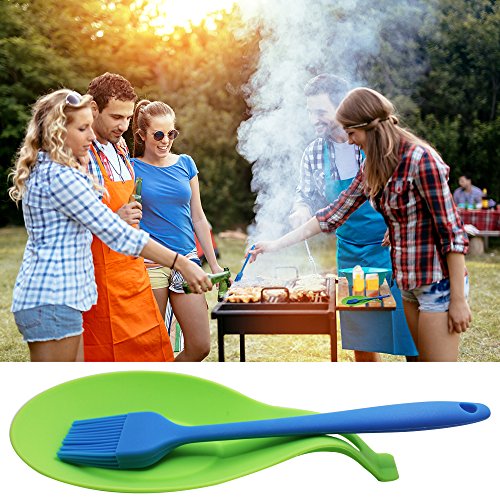 YuCool 5 Pack Silicone Basting Brush, Pastry&Basting Oil Brush with 2 Rest for BBQ,Turkey Baster,Cake,Barbecue Utensil,Grilling,Marinating-5 Colors - Thumbnail 5