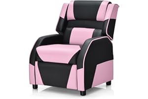 ARLIME Kids Recliner, PU Leather Kid Lounge Chair w/Footrest, Armrest, Headrest & Lumbar Support, Adjustable Gaming Toddler Sofa Armchair for Boys Girls (Pink)