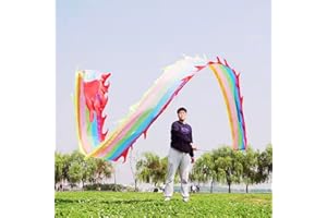 DSJUGGLING Washable Silk-Like Rainbow Dragon Ribbon Streamer with Adjustable Rod - Outdoor Flinging Fitness Dragon Dance Wu L