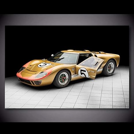 Amazon Co Jp 絵画ウォールアートスポーツカーフォードgtルマン24時間レースアートワーク写真キャンバスポスターとプリントモダンデコレーション 60x80cm フレームなし ホーム キッチン