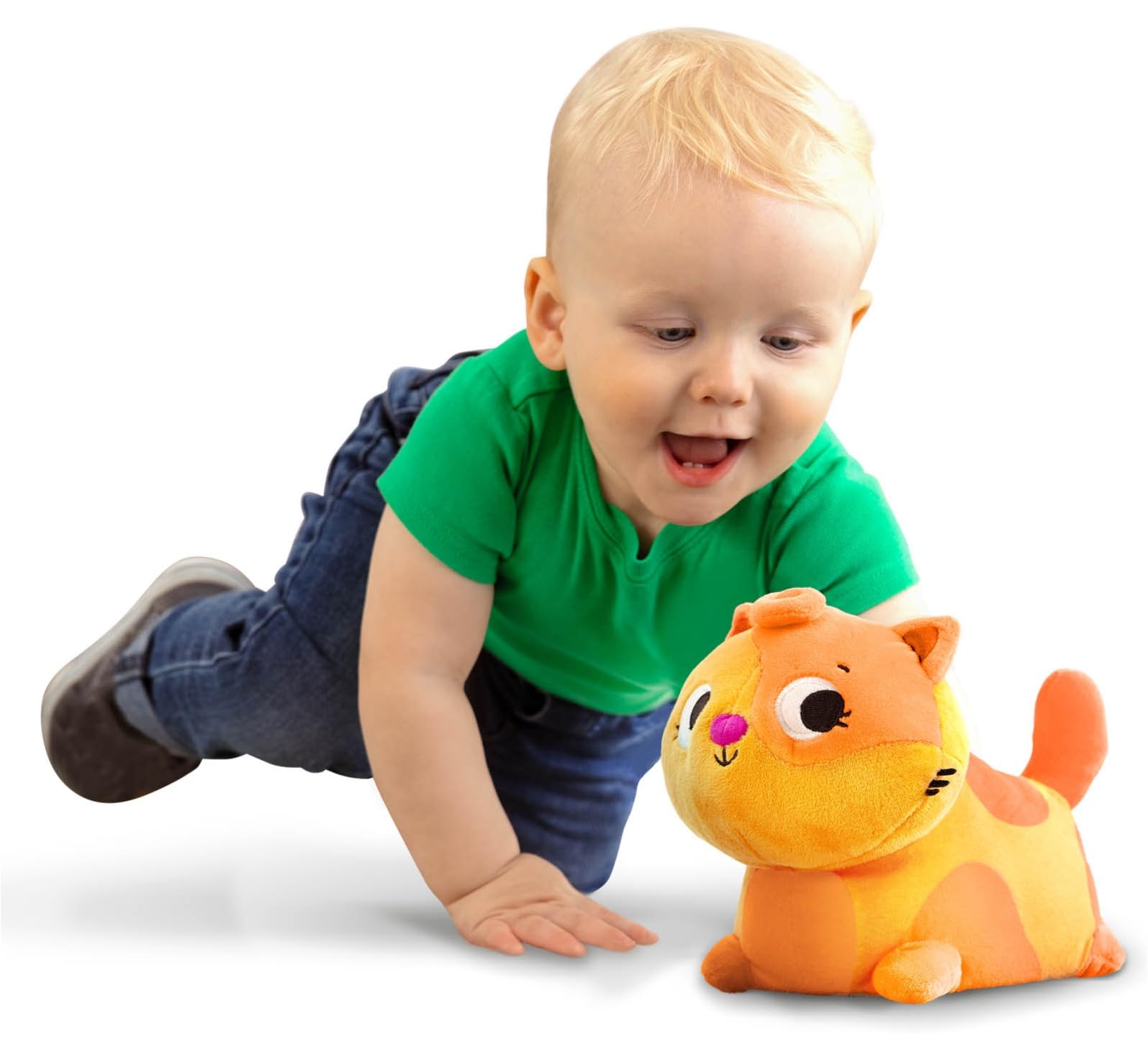 B. toys – Plush Crawling Cat – Interactive Meowing Plush with Movement & Sounds – Washable Tummy Time Toy for Babies & Toddlers – 1+ — image 1