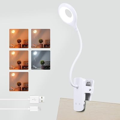 Akynite 3W Rechargeable Clip Lamp with Type C Charge 5 Color 5 Brightness