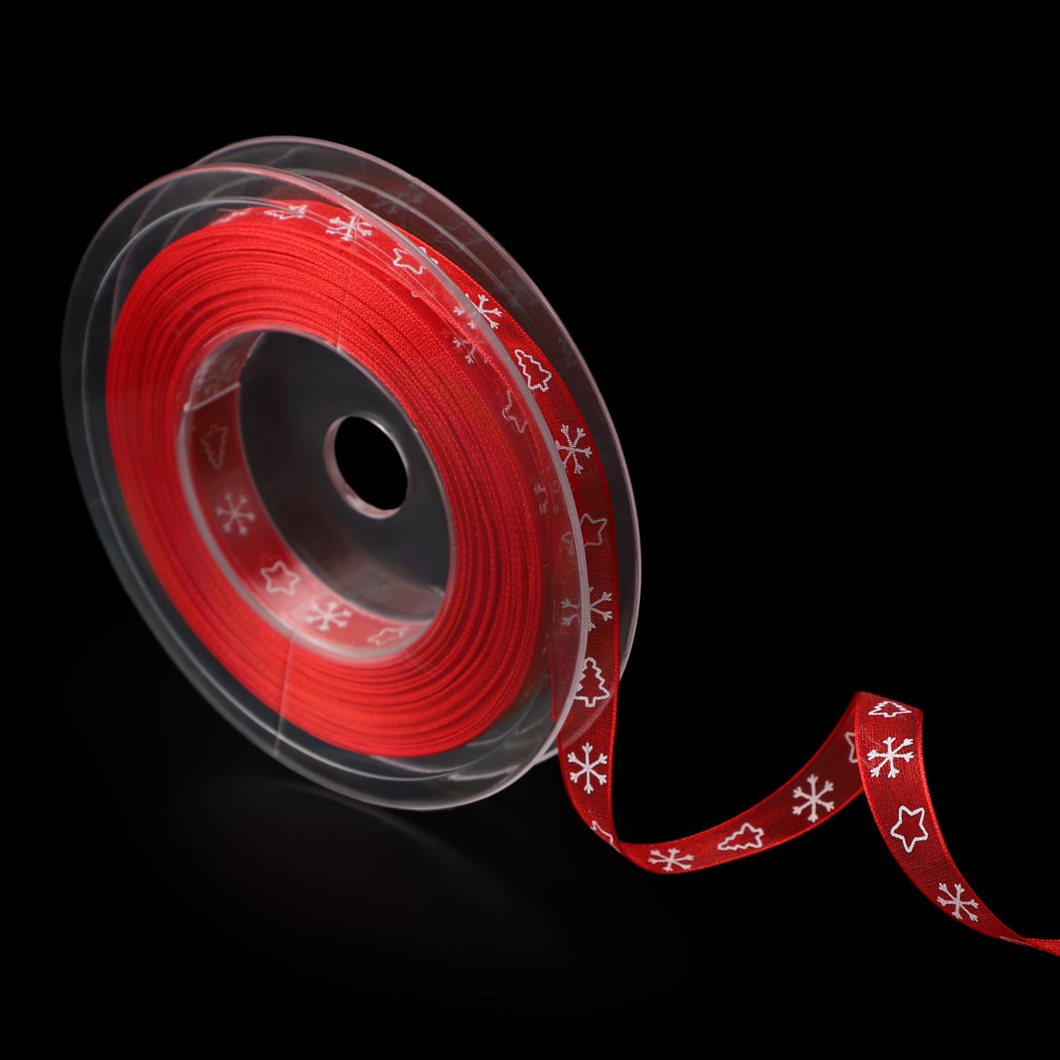 Christmas Ribbon, 22yd x 0.4 Inch Snowflake Ribbon Merry Christmas Satin Ribbon Wired Ribbon for Crafts Making Gift Wrapping Xmas Decor(Red)