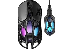 GravaStar Mercury X Pro Wireless Gaming Mouse, Come with 8K Dongle – 32,000 DPI PAW 3950 Sensor, 8,000Hz Polling Rate, Only 49g, Magnesium Alloy Hollow Frame, RGB Lighting, 5 Programmable Buttons
