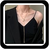 Zeshimb Boho Pearl Drop Lariat Y Necklace Faux Pearl Beads Pendant Necklace Adjustable Round Snake Chain Sliding Necklace Dainty Pearl Sweater Chain Necklace Wedding Bridal Jewelry for Women