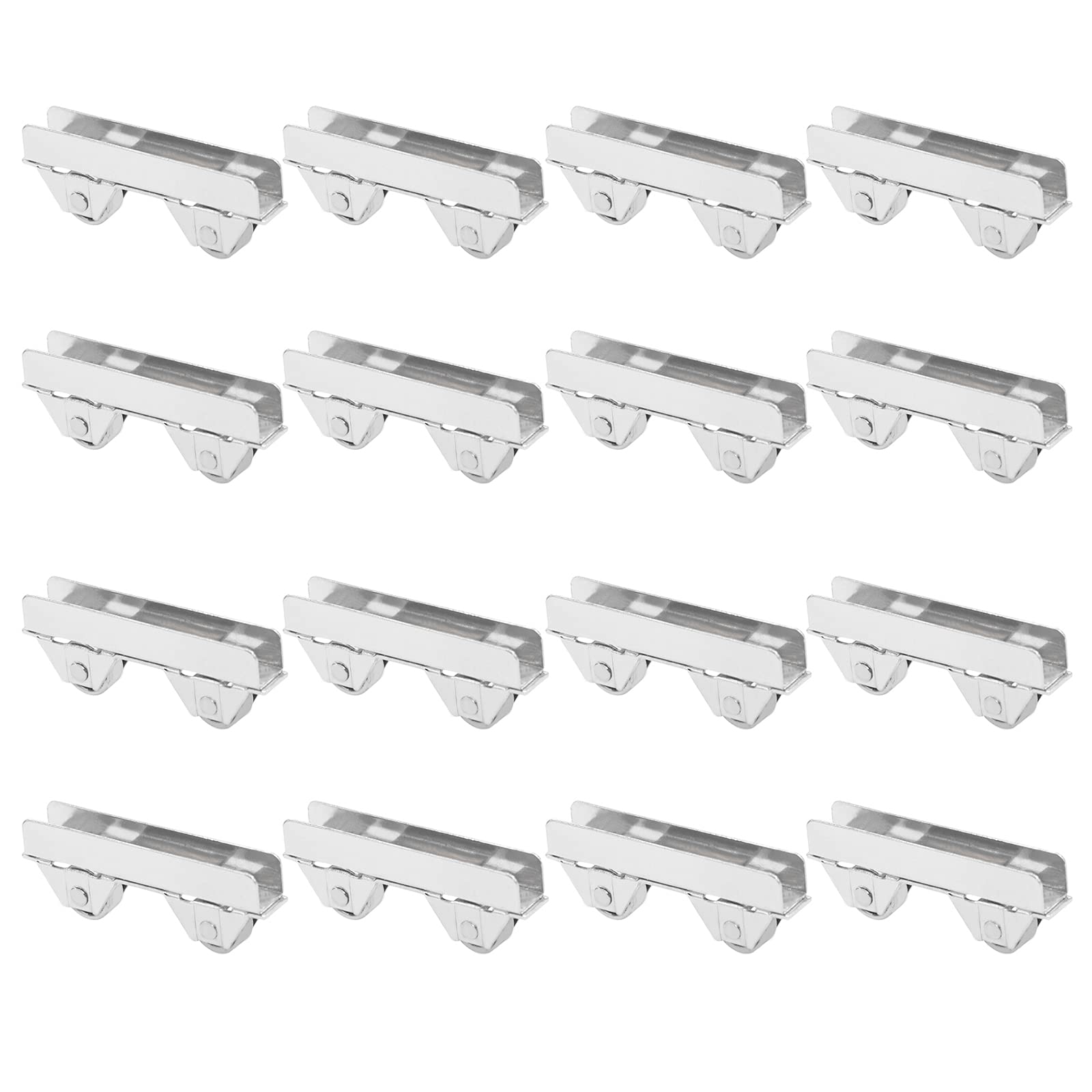 UFURMATE Glass Door Wheel Clamp, 16Pcs Silver Metal Cabinet Glass Door Rollers Showcase Glass Door Wheel Pulley Clamps for 5-6mm Thick Glass Doors