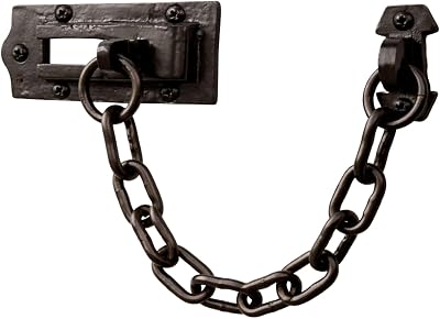 UAP Cast Iron Sliding Door Chain Security Latch Black Rustic Finish 220mm