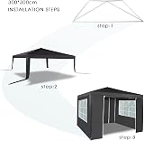 mcc direct 3x3m Event Gazebo Waterproof with 4 Side Panels - Grey view 3