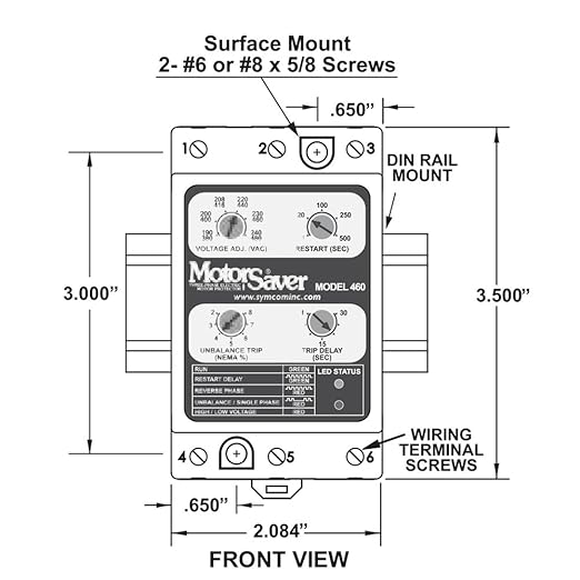Symcom 460 Three Phase Voltage Monitor Adj Vub Td Rd Din Rail