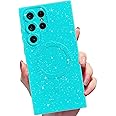 MINSCOSE for Samsung Galaxy S22 Ultra Magnetic Neon Phone Case[Compatible with Magsafe],Cute Bling Glitter Thin Slim Shockproof Sparkly Cover for Women Girl for Samsung Galaxy S22 Ultra -Mint Green