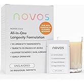 NOVOS Core Longevity Mix, Anti-Aging Supplement, Drink Powder Packet Unflavored - Skin Support, Energy, Mood Support, Sleep and Cognition Support - 30 Servings