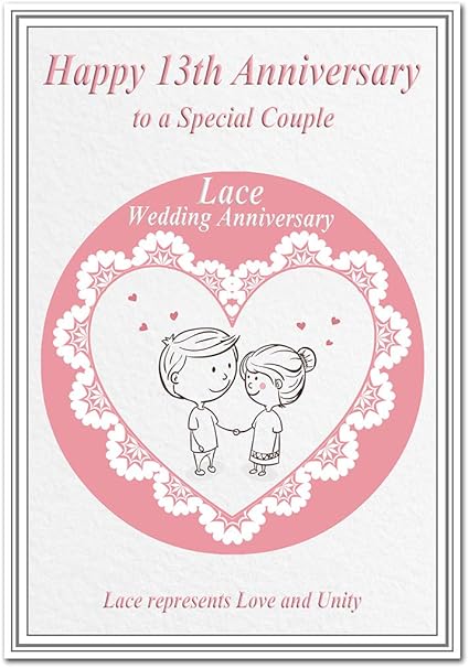 13th Wedding Anniversary Cards Lace 13 Thirteen Year Happy Unique Greeting Special Couple Card Cute Couple Amazon Co Uk Office Products