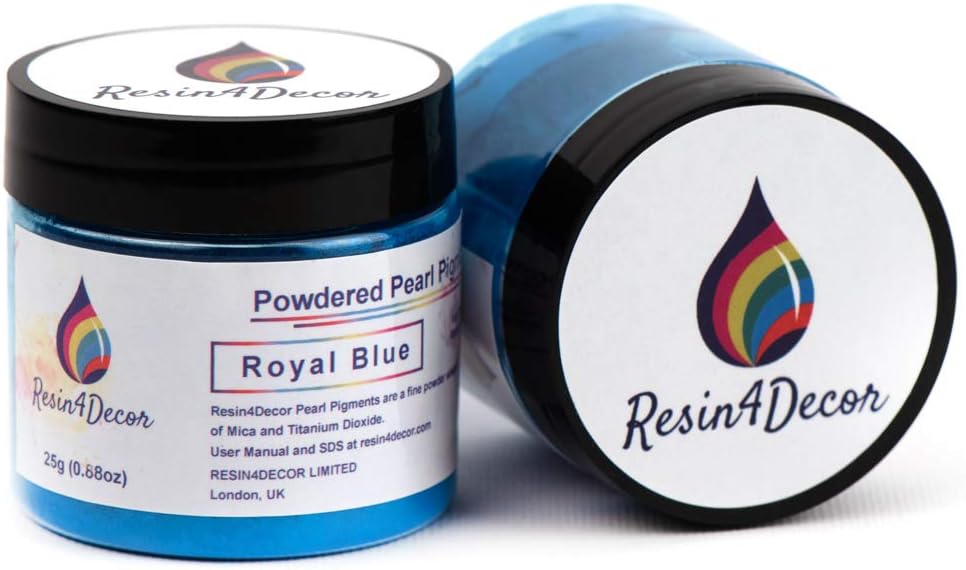 RESIN4DECOR Pearlescent Metallic Powdered Mica Pigment - Strong Colour Purity and Depth, Non-Toxic Titanium Dioxide - for Makeup, Epoxy Resin Crafts, Jewellery, Canvas, DIY Art - Royal Blue, 25g