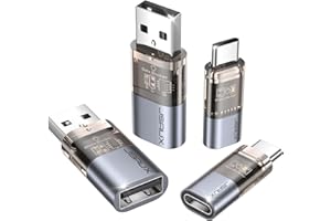 JSAUX USB & Type C Data Blocker (4-Pack), Transparent USB A-A & USBC to USBC Data Blocker Only for Charge, Protect Against Ju