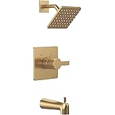 Replacement for Delta 13/14 Series Shower Trim Kit, Compatible with Delta R10000 Tub Shower Faucet Set, Brushed Gold Shower Head and Handle Set,Champagne Bronze (Cartridge and Valve Not Included)