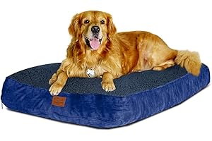 Floppy Dawg Large Dog Bed with Removable, Machine Washable Cover and Waterproof Liner. Classic Pillow Stuffed with Orthopedic Memory Foam Blend. Made for Big Dogs up to 90 Pounds.