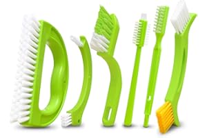 GENERIC 6 Pack Grout Cleaner Green Brush-Tile Joint Scrub Brush with Handle- Great Use for Deep Cleaning Household Cleaning Brushes for Kitchen,Window Door Track, Stove Tops, Seams,Shower, Floor Lines