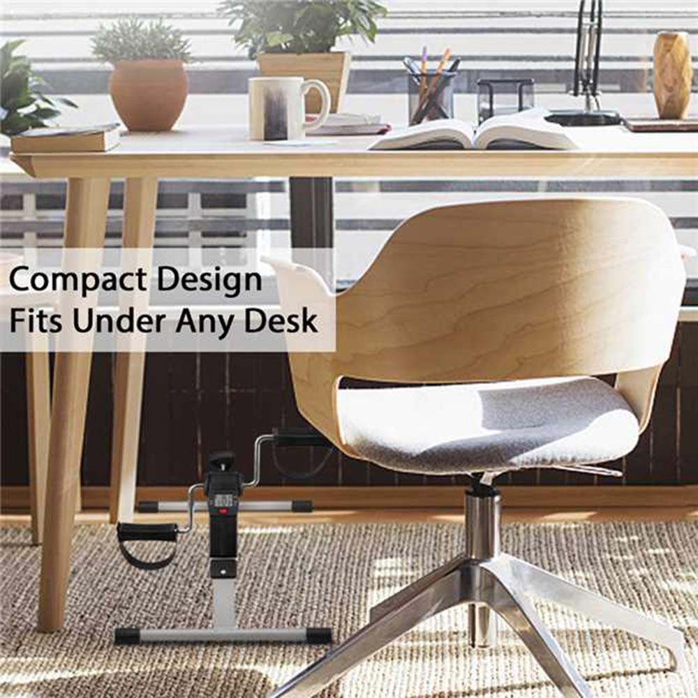 Evoland Pedal Exerciser, Mini Foldable Pedal Trainer Aerobic Exercise for Leg and Arm Fitness Training with LCD Display and Adjustable Resistance