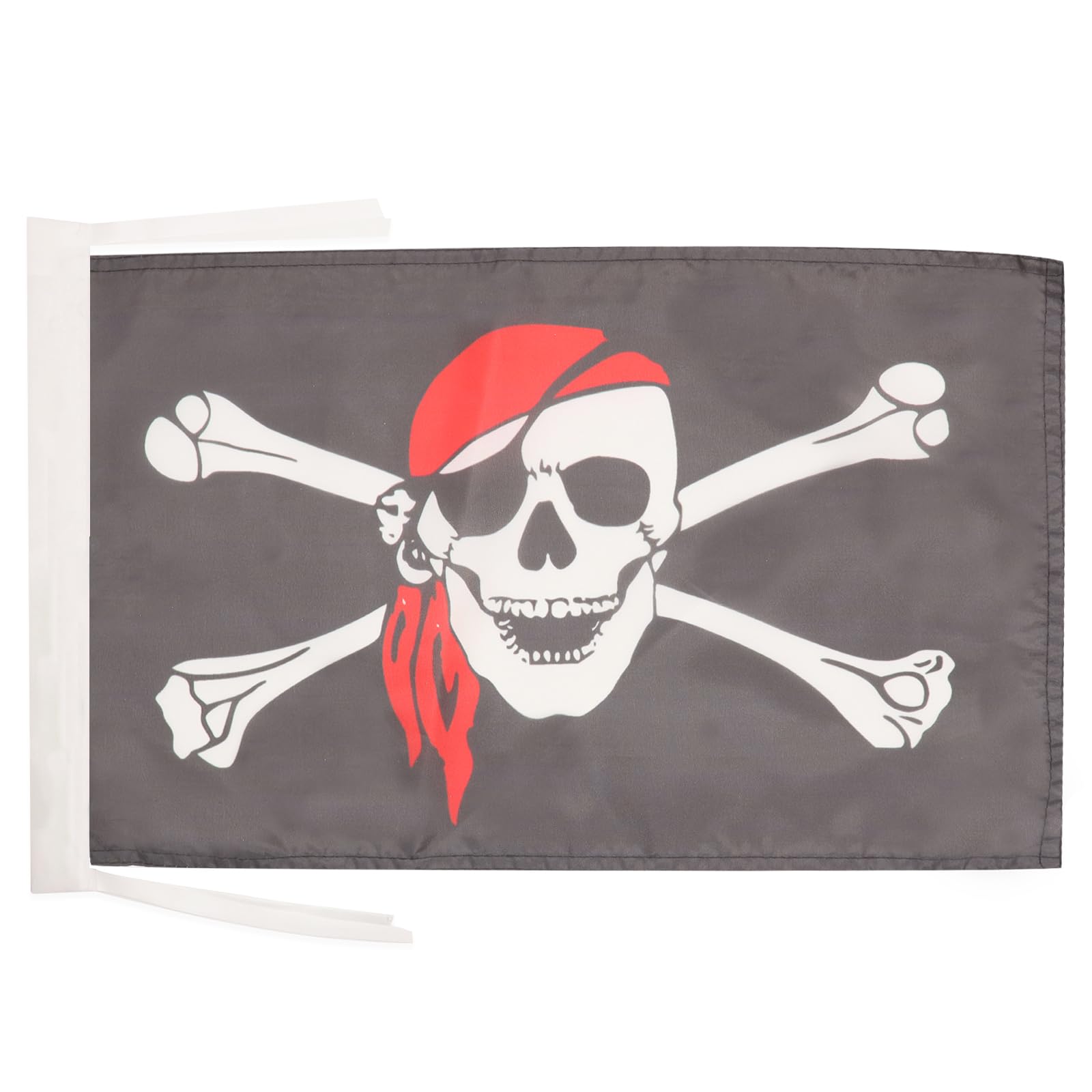 AZ FLAG - Pirate Red Bandana Flag - 18'' x 12'' - 100% Polyester Jolly Roger Small Banner with Two Cords - Fade Resistant - Vivid Colors - 18x12 in - 45x30 Cm โ image 1