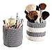 mDesign Knit Cosmetic Storage Organizer Bin for Makeup Brushes, Eyeliner, Lipstick, Beauty Supplies - Set of 2, Extra Small, Gray/Ivory