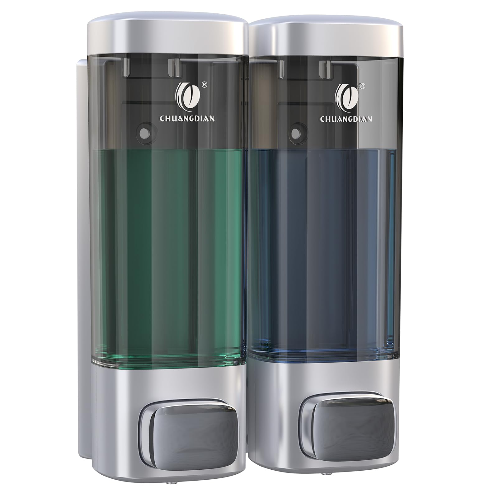 Bathroom Soap Dispenser for Shower Gel Lotion Shampoo Conditioner Container 320ml Kitchen Dish Soap Dispenser Wall Mounted No Drill (320mlx2 Grey)