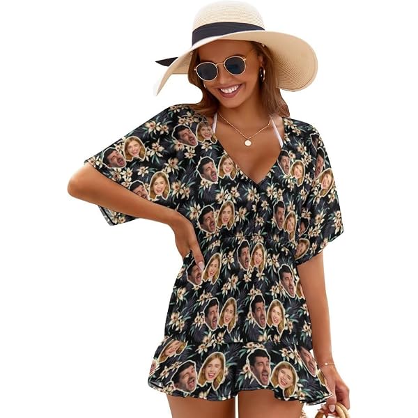Custom Face Women's 2 Piece Bathing Suit Criss Cross Swimwear Floral Push Up Chest...