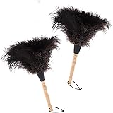 Midoneat Natural Black Ostrich Feather Duster,2 Packs,Car Duster Interior/Exterior Cleaner,Duster for Blinds Kitchen Keyboard