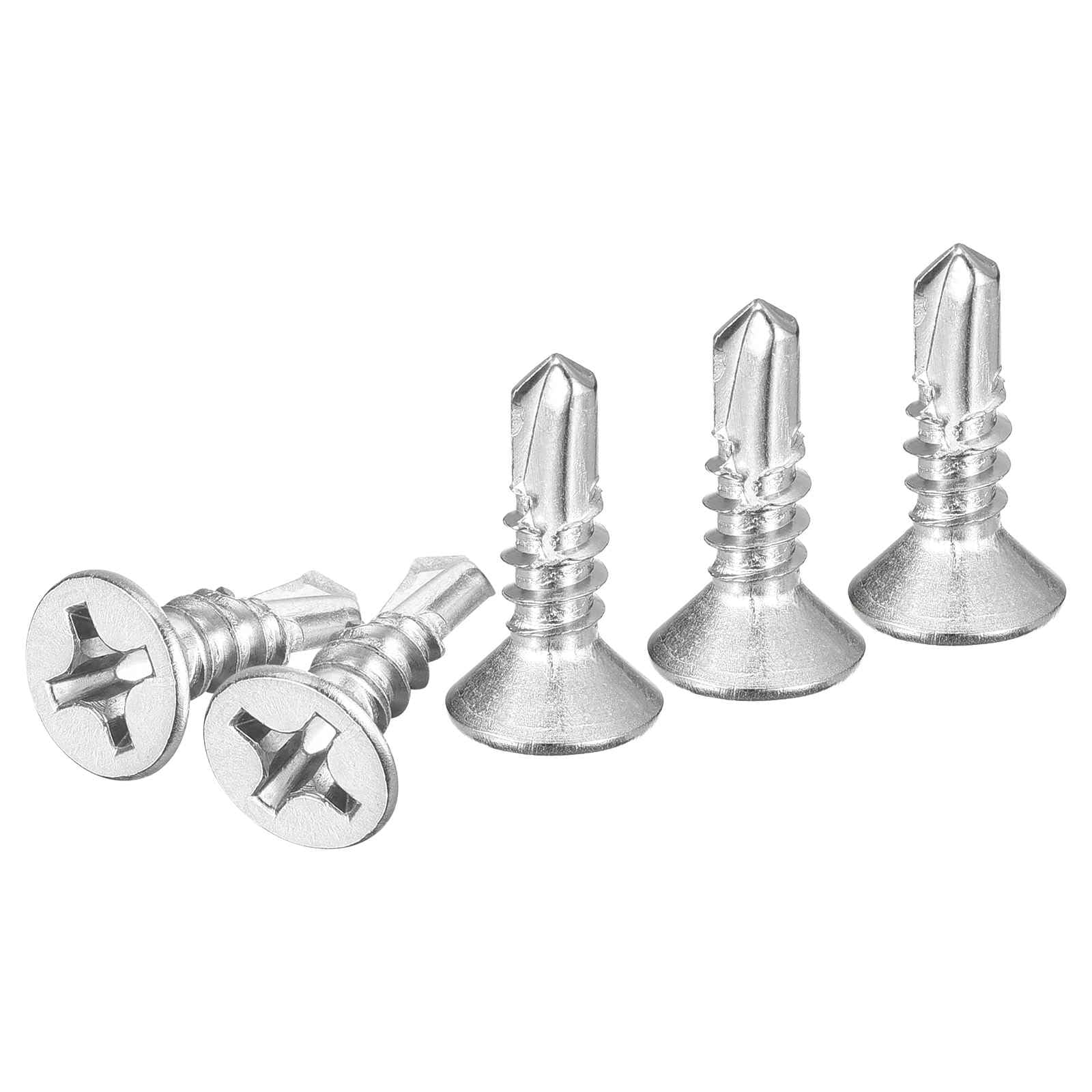 DTGN 50Pcs ST5.5x19mm Self Drilling Screws, 410 Stainless Steel Flat Head Phillips Sheet Metal Screw - Good for Wood to Metal, Furniture - Silver — image 1