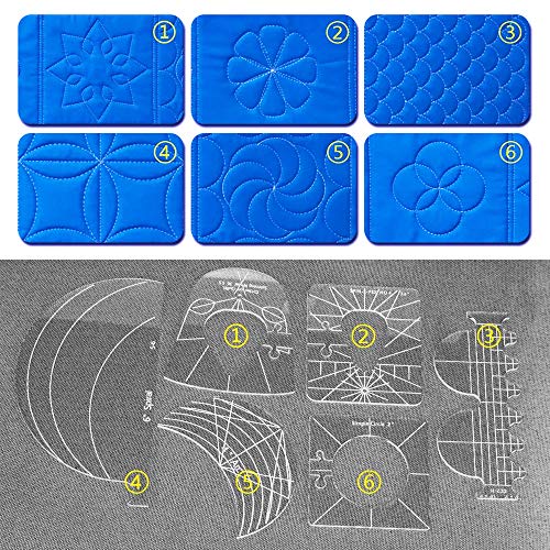 Quilting Template, 6 Pack Quilting Rulers for Domestic Sewing Machine Ruler, DIY Sewing Tools