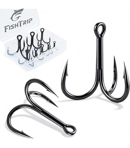 50pcs Sharp 3 Way Claw Treble Fishing Hook High Carbon Steel Fishing Hook Round Bend Hook Set for Freshwater Saltwater : Sports & Outdoors