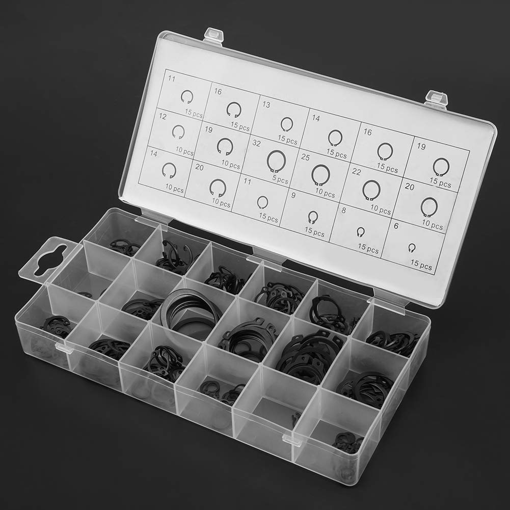 225pcs set of internal & external snap retaining rings in 18 sizes - multi - use circlip c - clip assortment box