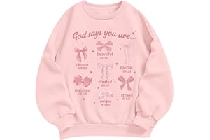 Cute Girls Bow Graphic Sweatshirt Crewneck Hoodies for Kids Slim Kawaii Hoodie Letter Pullover Long Sleeve Shirts Top Clothes
