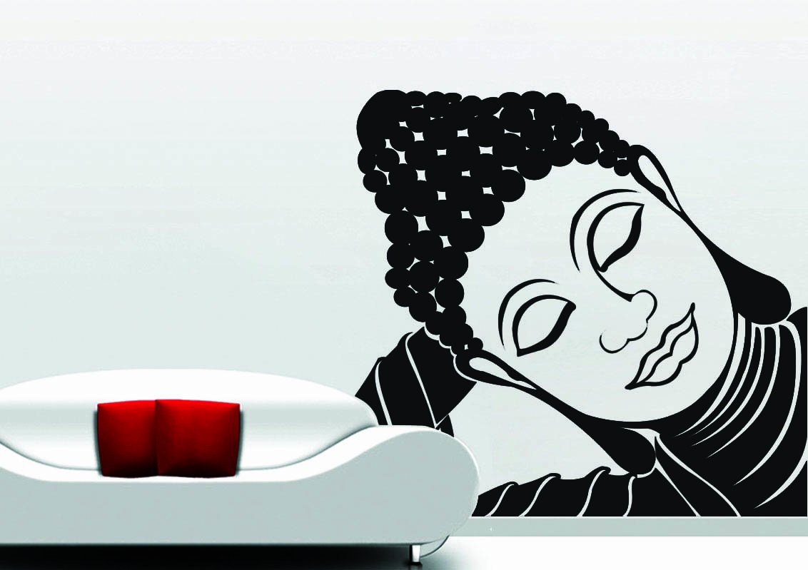 Buy Creative Width Resting Buddha Wall Sticker Decal Black Online at