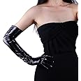 DooWay Women Opera Length Leather Gloves Faux Patent PU Smooth 24" for Cosplay Evening Party