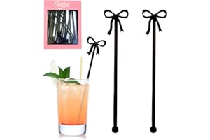 CUDDLEJUNK 20 pcs Bow Drink Stirrers, Acrylic Drink Stirs for Bow Themed Party Decoration, Coquette Birthday Cocktail Wedding Decorations Party Favors (Black)