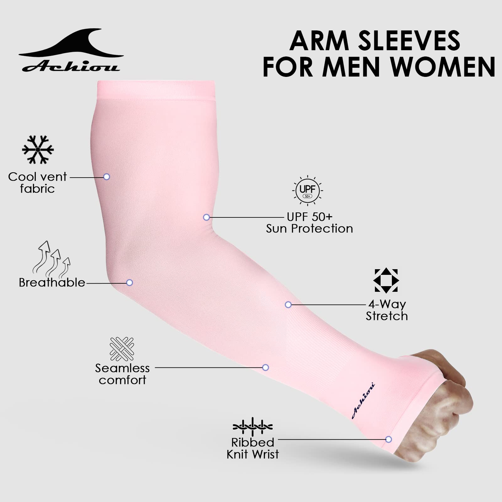 Achiou Arm Sun Sleeves Compression UV Protection Cooling for Men Women Summer Sunblock Basketball Football, Cover Arms Tattoo