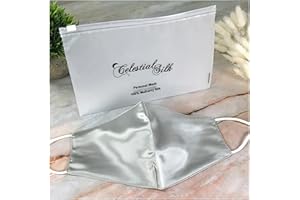 Celestial Silk 100% Mulberry Silk Face Mask - Reusable Pure 22 Momme Silk Face Covering with Adjustable Ear Loops, Washable