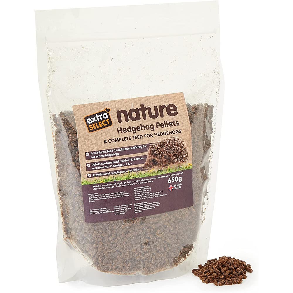 Extra Select Nature Hedgehog Pellets - Nutrient-Rich Dry Hedgehog Food for Native Hedgehogs - 650g Bag