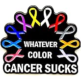 Whatever Color Cancer Sucks Fight Enamel Pin - Theme Series - Enamel Lapel Pin - Plated Badge for Clothing, Bags, and Lanyards