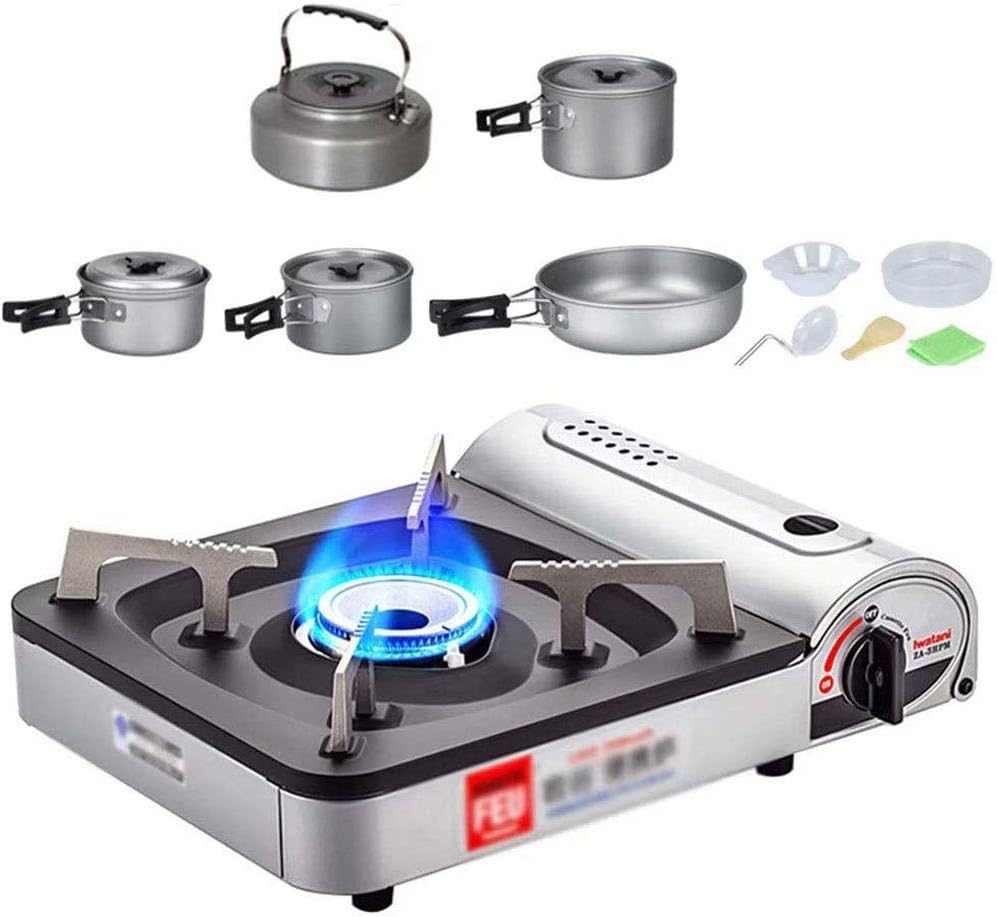 YFFSS Portable Outdoor Emergency Butane Stove Burner for Camp Ultra-Thin Portable Stainless Steel Home Outdoor Picnic Camping Ultralight Stove Mini Butane Furnace