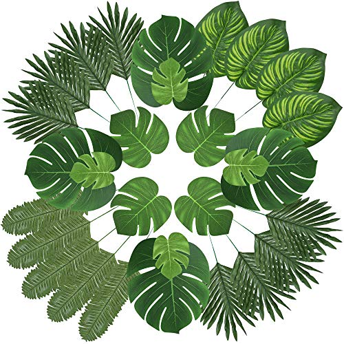 Buy Auihiay 90 Pcs 6 Kinds Artificial Palm Leaves Tropical Party