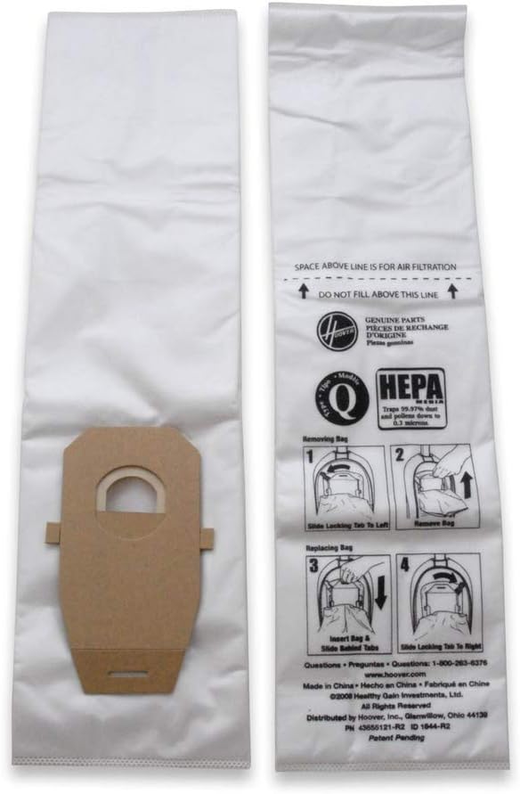 Hoover Platinum Type-Q HEPA Filter Vacuum Cleaner Bag, Part 902419001, for Upright UH30010COM, Pack of 2, AH10000, 2 Count - Household Vacuum Bags Upright