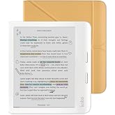 Kobo Libra Colour White eReader &amp; Butter Yellow SleepCover Bundle | 7&rdquo; Glare-Free Colour E Ink Kaleido 3 Display | Dark Mode Option | Waterproof | Built-in-2-Way Stand Cover