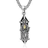 KINGWHYTE Amulet Saint Michael/St Christopher Necklace 925 Sterling Silver Crystal Catholic Pendant Amulet Jewelry Religious Gifts for Men Women with Stainless Steel Chain