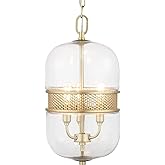 Progress Lighting Cayce Collection 3-Light Clear Glass Global Pendant Light Vintage Gold