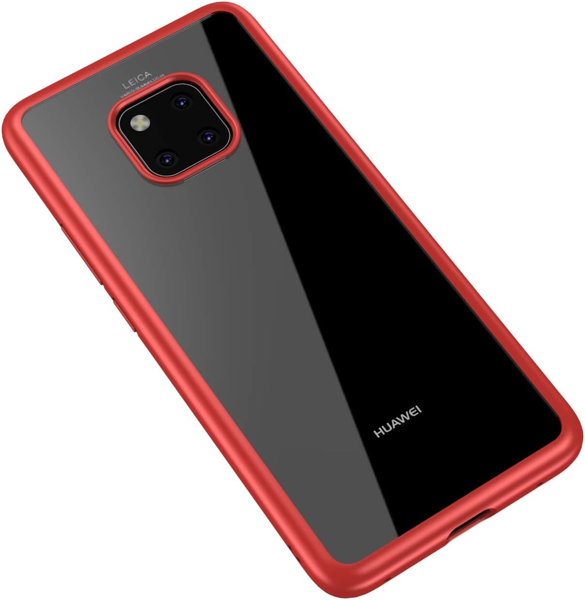 Grand Eletronics for Huawei Mate 20 Pro Ultra Thin Clear Anti-Scratch Hard Cover+TPU Silicone Bumper Hybrid Super Slim Fit Protective Case,Red