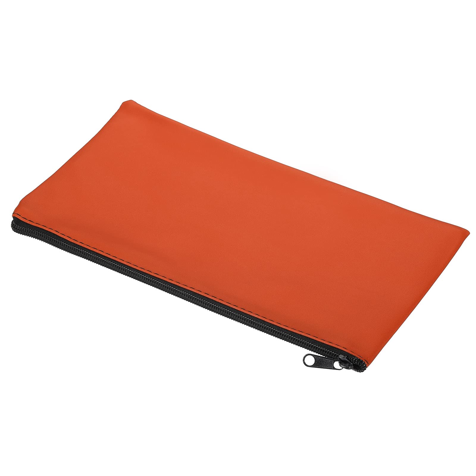 PATIKIL Waterproof Zipper Bag, Leatherette Small Compact Bills Bank Deposit Cash Storage Pouch for Office, Orange