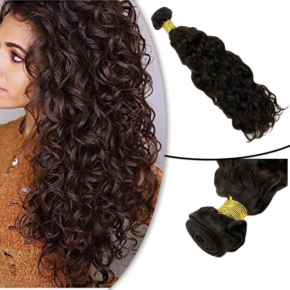 RUNATURE Natural Wave Human Hair Weft Extensions 12" 100g 1pcs #2 Darkest Brown Color Thick Full Head Smooth Silky Soft Brazilian Hair Weave Sew in Remy Hair Weave Bundles Extensions