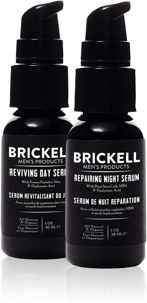 Brickell Men's Day and Night Serum Routine, Natural and Organic, Unscented