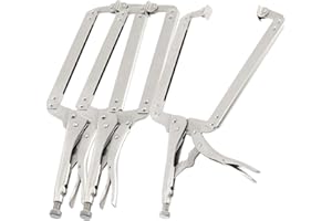 JOIKIT 3PCS 18 Inch C-Clamp Locking Pliers, Welding Pliers, C-Clamp with Swivel Pads, Vise Grip C-Clamp for Carpentry, Weldin